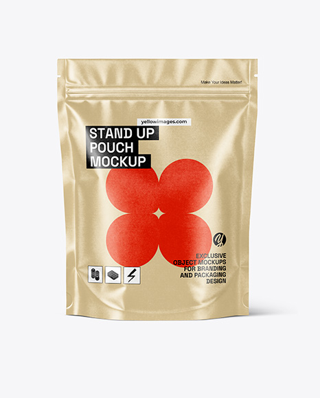 Kraft Stand-Up Pouch Mockup - Stand+Up+Pouch+Mockup+In+Pouch+Mockups+On+Yellow+Images+Object+Mockups