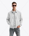 Young Man in Sunglasses Wearing Harrington Jacket and Jeans Mockup