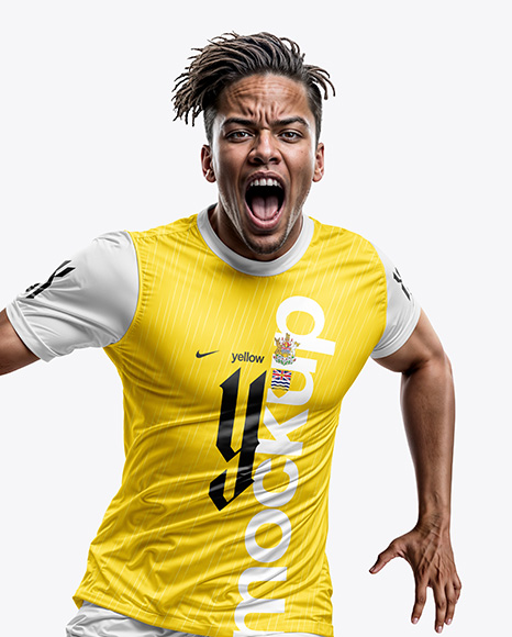 Soccer Player Wearing a Full Kit Mockup