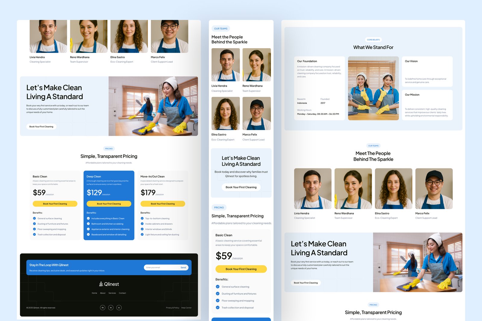 Qlinest - Home Cleaning Service Website UI Figma Template