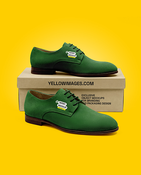 Pair of Suede Derby With Box Mockup