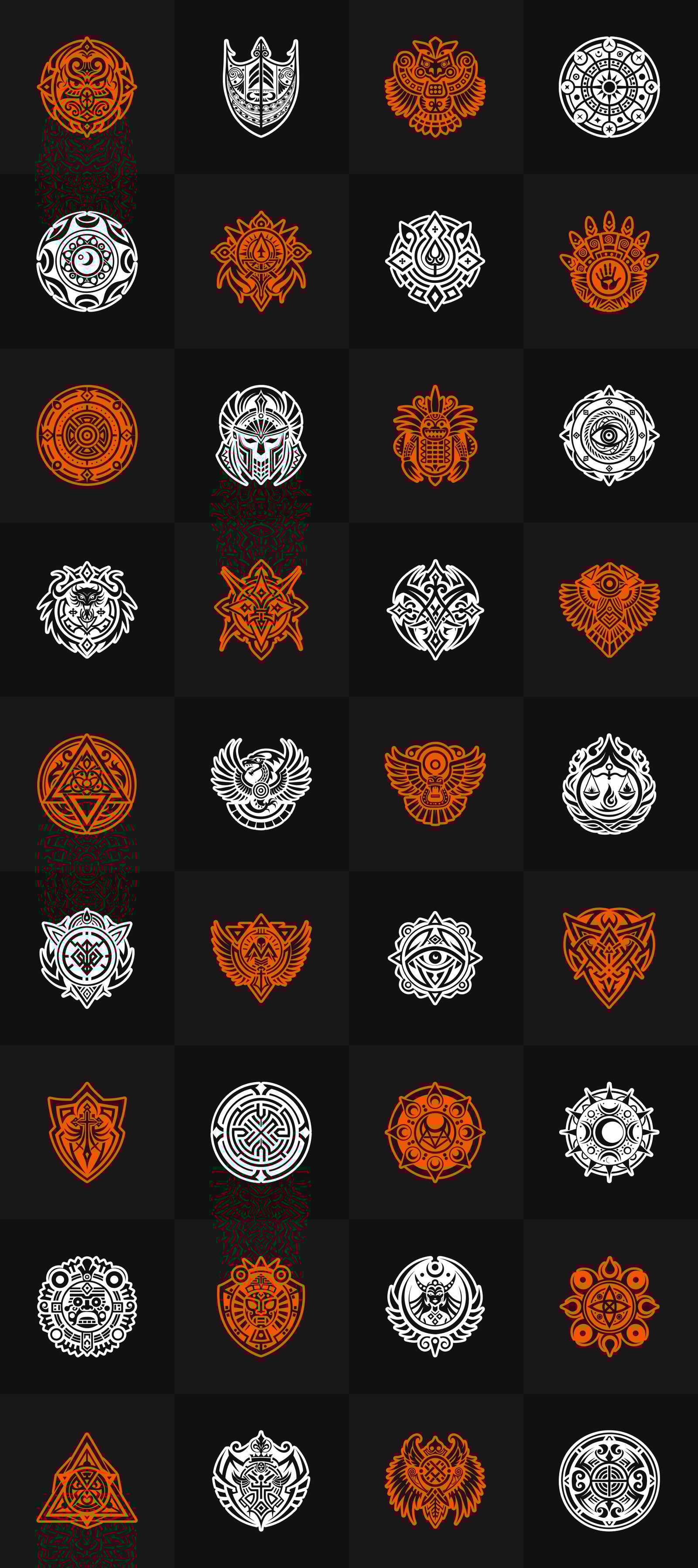 Ancient Symbols and Tattoo Art Set