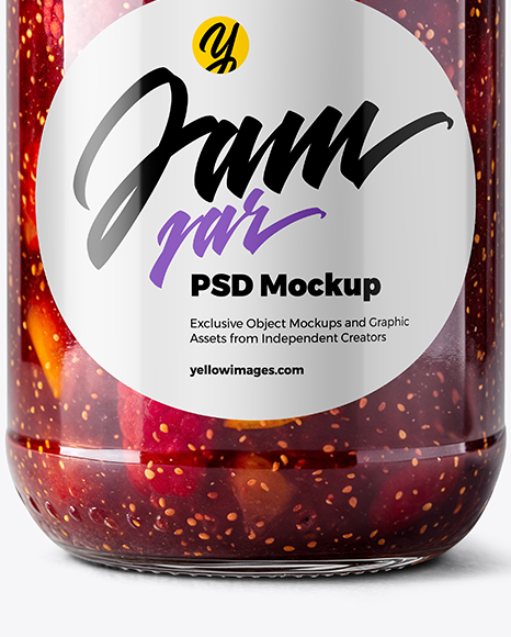 Clear Glass Jar with Mixed Fruits Jam Mockup