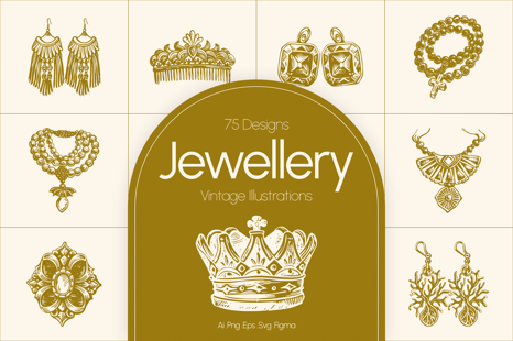 Vintage Jewellery Illustration Set - Creative Store