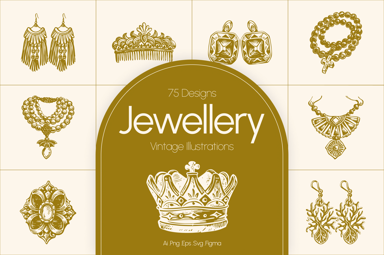 Vintage Jewellery Illustration Set