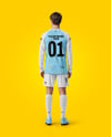 Soccer Player Wearing Raglan Long Sleeve Jersey and Shorts Mockup