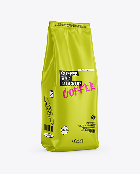 Matte Coffee Bag Mockup - Half Side view