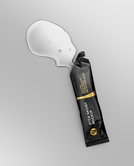 Opened Matte Stick Sachet with Liquid Mockup