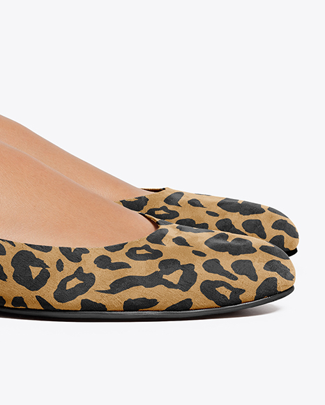 Suede Ballet Flats on Woman's Legs Mockup