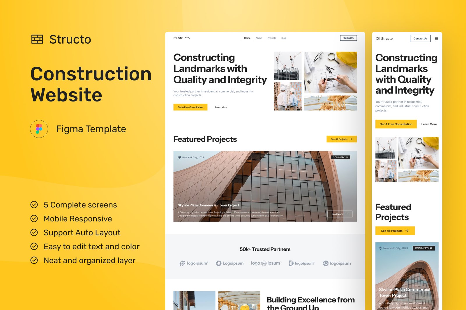 Structo - Construction Website Figma UI Template