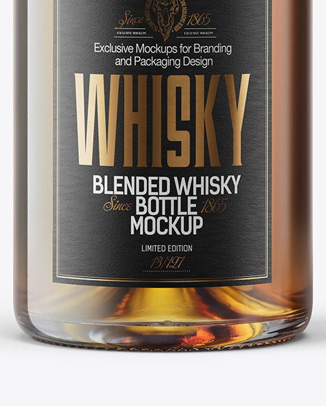 Whiskey Bottle with Wooden Cap Mockup