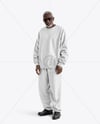 Elderly Black Man Wearing Sweatshirt and Pants Mockup