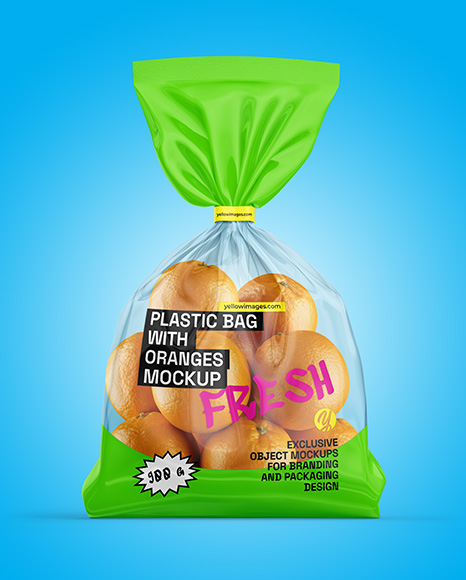 Plastic Bag With Oranges Mockup