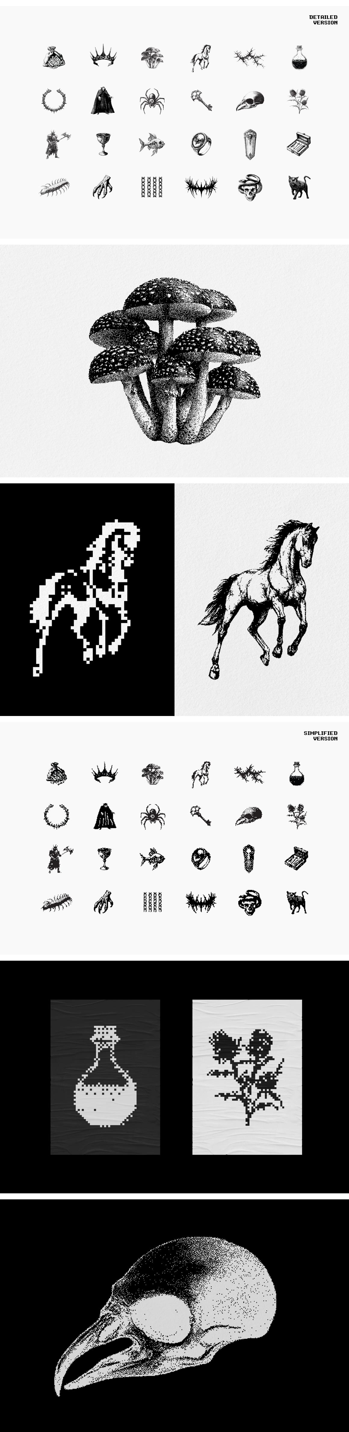 Dark Aesthetic Dithering Graphic Pack Vol.4