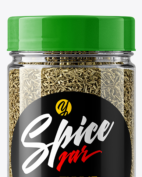 Plastic Spice Jar with Thyme Mockup