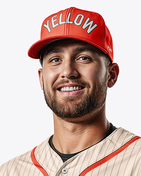 Man Wearing a Full Baseball Kit with Pitcher's Glove Mockup
