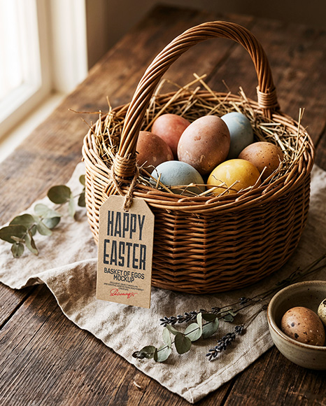 Easter Basket with Tag Mockup
