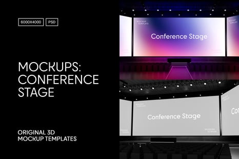 Conference Stage Screen Mockup - Indoor Advertising Mockups