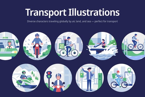 Transport Illustration Art Set