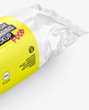 Clear Plastic Flow-Pack with Sandwich in Paper Sleeve Mockup