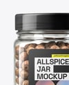 Square Plastic Jar with Whole Allspice Mockup