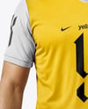 Soccer Player Wearing Jersey and Shorts Mockup