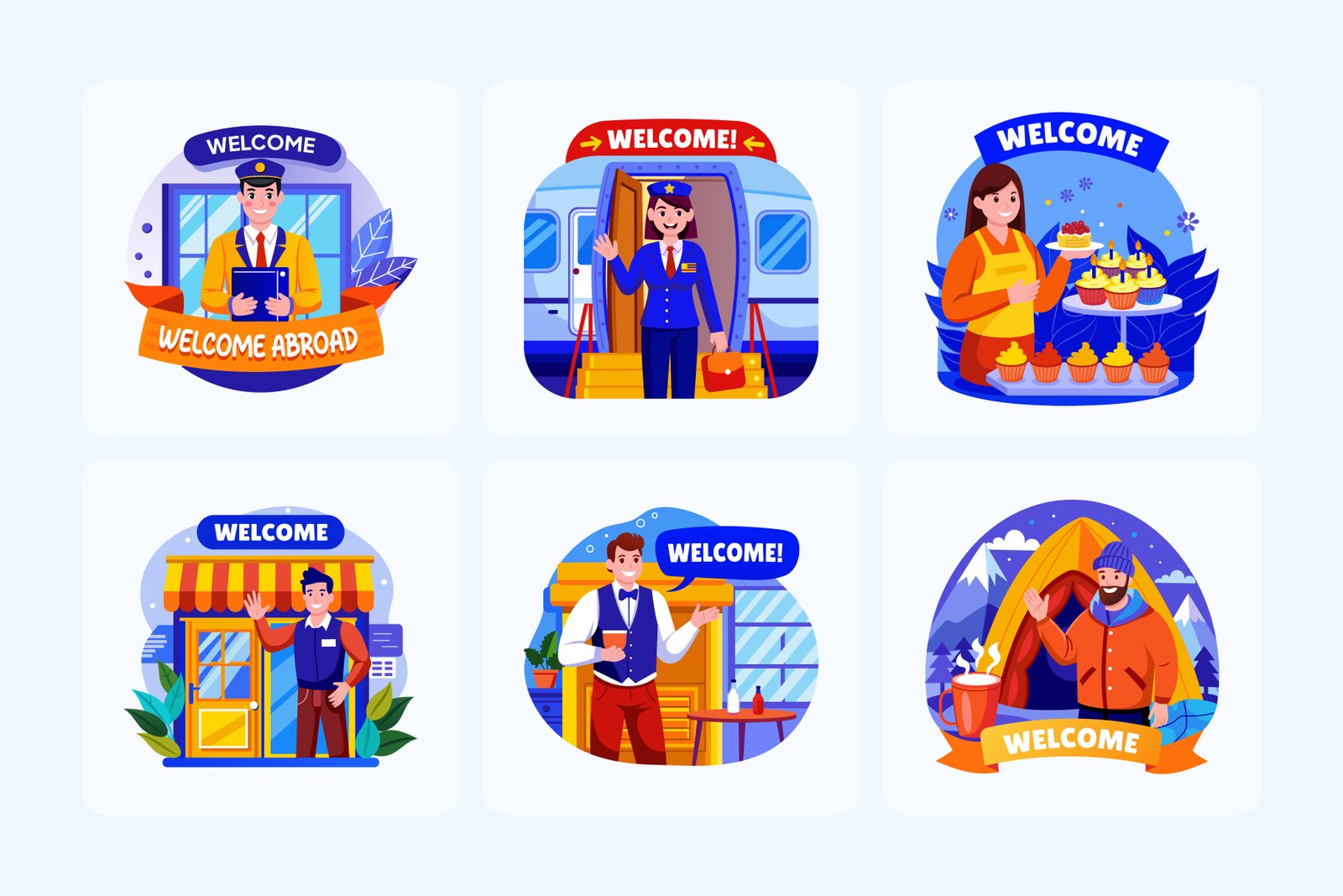 Welcome Illustration Art Set