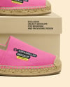Pair of Women's Espadrilles with Shoe Box Mockup