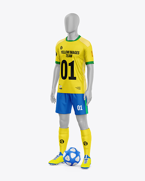 Full Soccer Kit w/ Mannequin Mockup - Half Side View