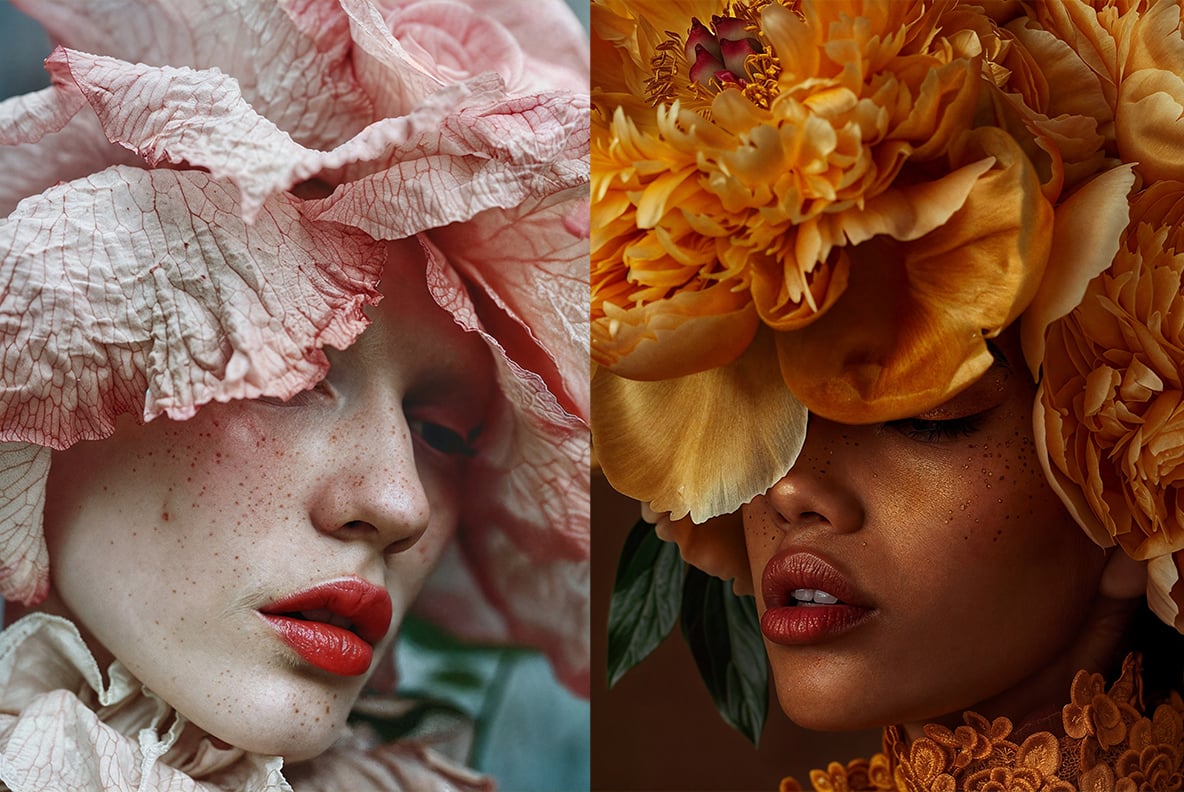 Fashion models in flowers