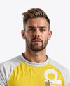 Soccer Player Wearing Raglan Jersey and Shorts Mockup