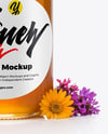 Clear Glass Jar with Wildflower Honey Mockup