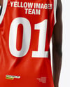 Female Basketball Player Wearing Jersey and Shorts Mockup