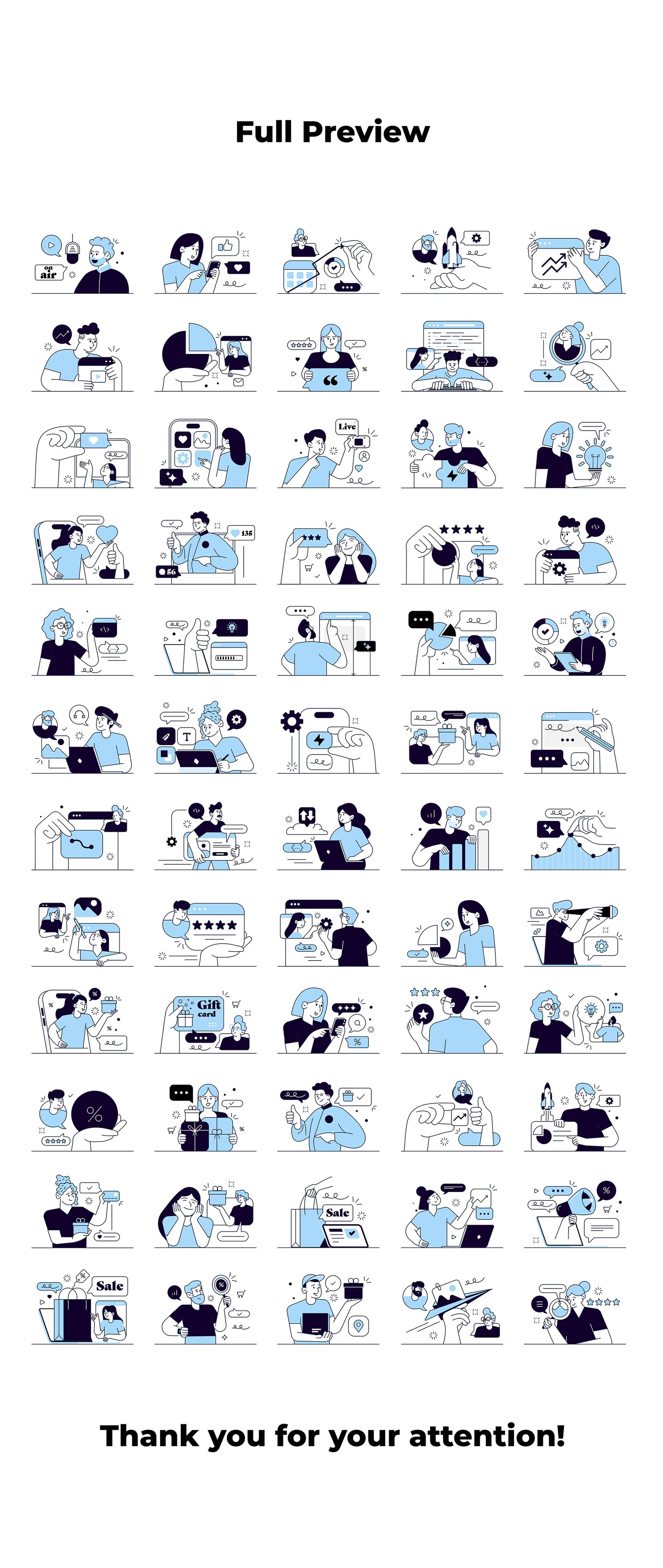 Business &amp; Tech Mega Bundle – 10 Flat Illustration Sets for Modern Digital Design