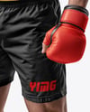 Male UFC Fighter Wearing Hoodie and Shorts Mockup