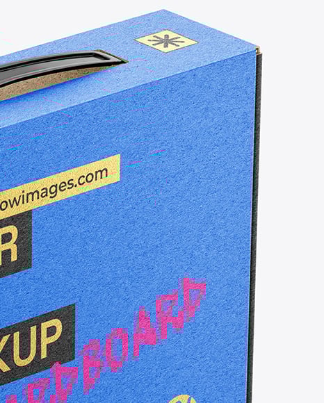 Kraft Paper Box with Plastic Handle Mockup