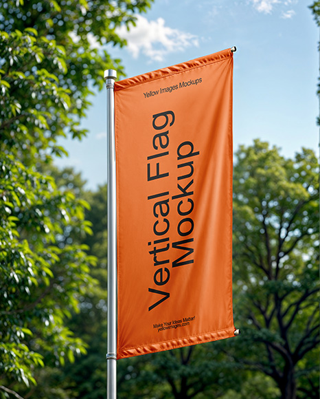 Banner Flag with Metal Flagpole Mockup