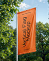 Banner Flag with Metal Flagpole Mockup