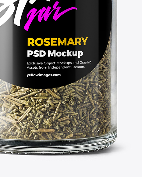 Glass Spice Jar with Rosemary Mockup