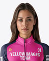 Woman Wearing Cycling Jersey and Bib Shorts Mockup
