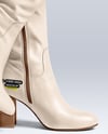 Pair of High-Knee Boots on Women's Legs with Jeans Mockup