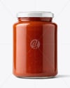 Clear Glass Jar with Pizza Sauce Mockup