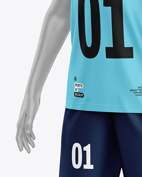Kids V-Neck Sports Kit Mockup - Half side View