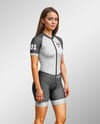 Young Woman Wearing Raglan Cycling Suit Mockup