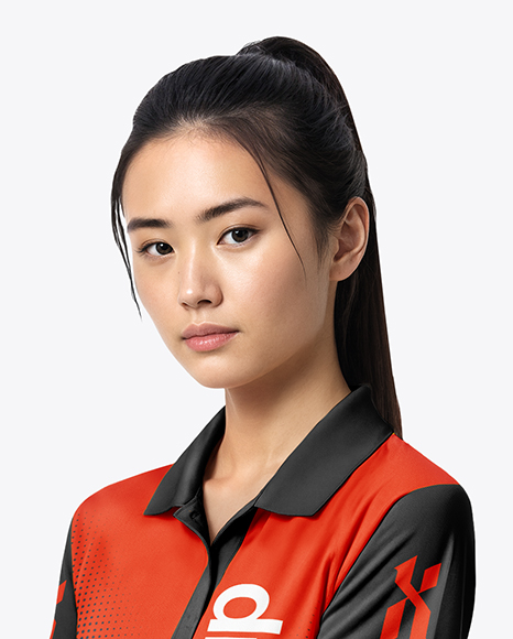 Asian Woman Wearing Table Tennis Uniform Mockup