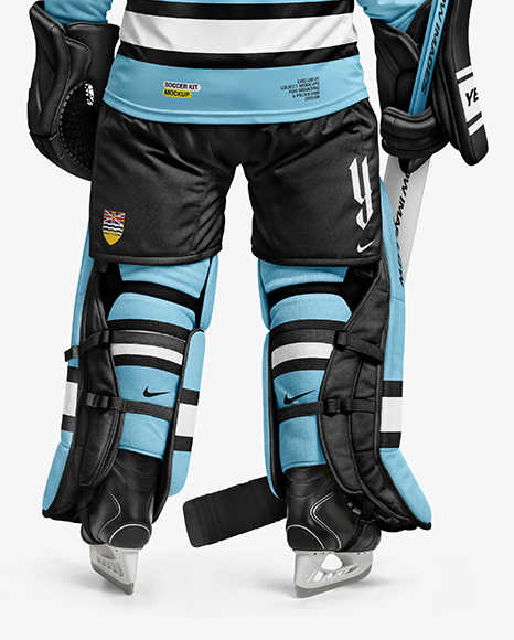 Man Wearing Ice Hockey Goalkeeper Kit Mockup