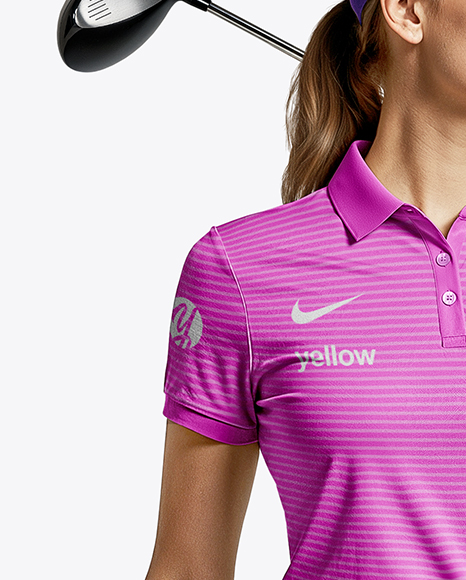 Woman Wearing Golf Shirt and Skirt Mockup