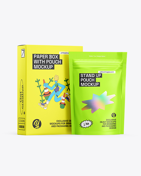 Box with Matte Pouch Mockup
