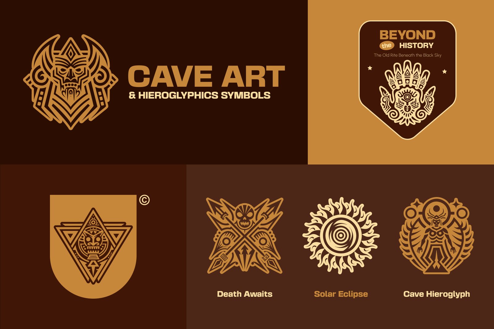 Hieroglyphics and Cave Art Symbols