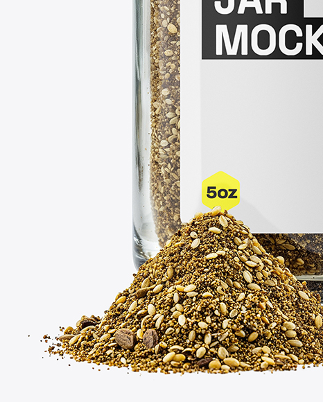 Square Glass Jar with Za'atar Spice Mockup